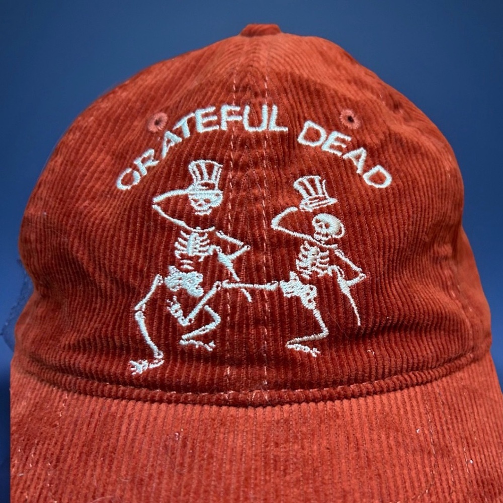 Grateful Dead Corduroy Hat Strapback Cap OSFM Mad engine Dancing Skeletons - Picture 2 of 9